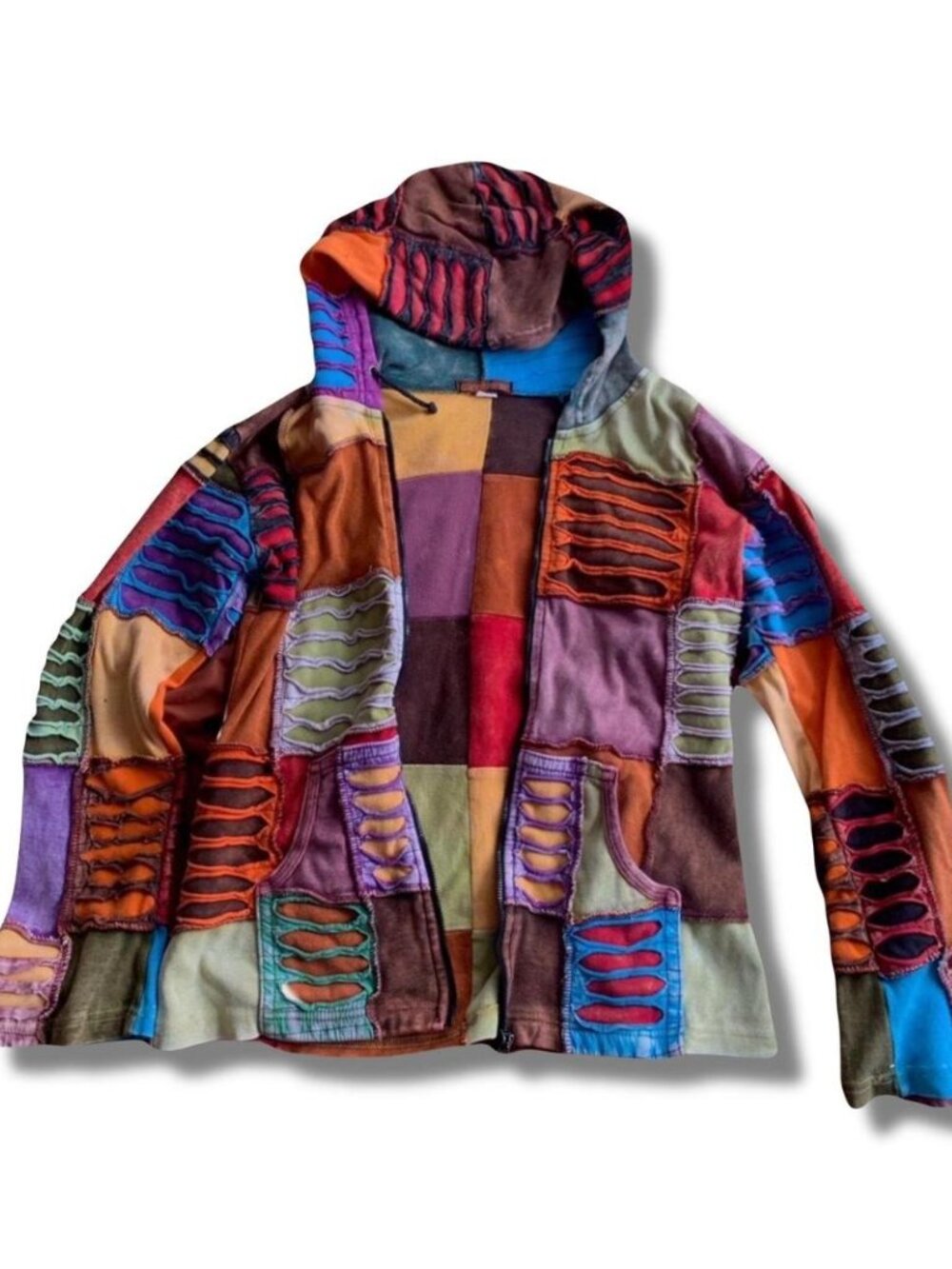 Vintage Windhourse 100% Cotton Patchwork Hoodie Size Small